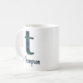 Plaid Print kleine letters letter t Initiaal en na Koffiemok (Voorkant links)