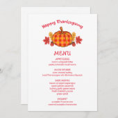Plaid Pumpkin Acorn Twigs Herfst Thanksgiving Menu (Voorkant / Achterkant)