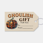 Plaid Pumpkin Halloween Gift Tag Cadeaulabel (Voorkant (Horizontaal))
