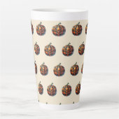 Plaid Pumpkin Halloween Latte Coffee Mug Mok (Voorkant)