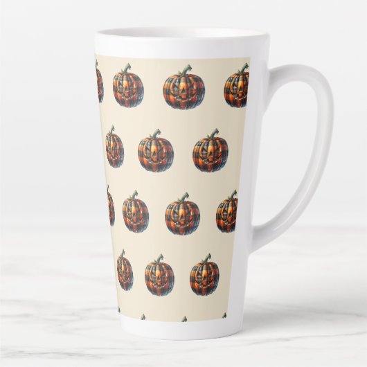 Plaid Pumpkin Halloween Latte Coffee Mug Mok (Rechts)