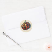 Plaid Pumpkin Halloween Round Sticker (Envelop)