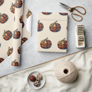 Plaid Pumpkin Halloween Wrapping Paper Cadeaupapier