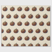 Plaid Pumpkin Halloween Wrapping Paper Cadeaupapier (Vlak)