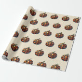 Plaid Pumpkin Halloween Wrapping Paper Cadeaupapier (Uitgerold)