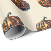 Plaid Pumpkin Halloween Wrapping Paper Cadeaupapier (Rol Hoek)