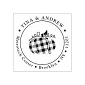 Plaid Pumpkin Thanksgiving Custom Return Adres Rubberstempel (Afrduk)