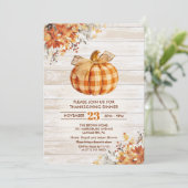 Plaid Pumpkin Thanksgiving Friendsgiving Kaart (Staand voorkant)