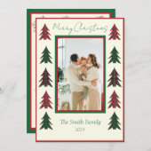  Plaid Red and Green Snowflakes & Christmas Trees  Feestdagenkaart (Voorkant / Achterkant)