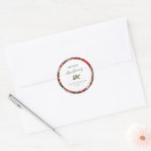 Plaid Red Check Elegant Merry Christmas Boerderij Ronde Sticker (Envelop)