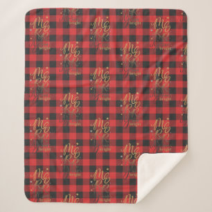Plaid Red Check Gingham Christmas Sherpa Deken