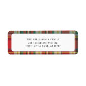 Plaid Red Check Kerst Vakantie retour adres Etiket (Voorkant)