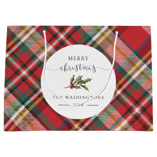 Plaid Red Check rustieke vrolijke kerst boerderij Groot Cadeauzakje (Voorkant)