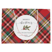 Plaid Red Check rustieke vrolijke kerst boerderij Groot Cadeauzakje (Achterkant)