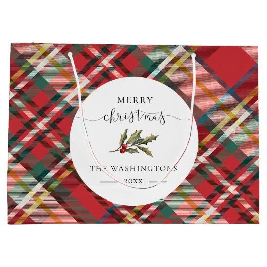 Plaid Red Check rustieke vrolijke kerst boerderij Groot Cadeauzakje (Achterkant)