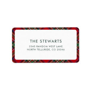 Plaid Red en Greet Stewart Tartan Adres Etiket