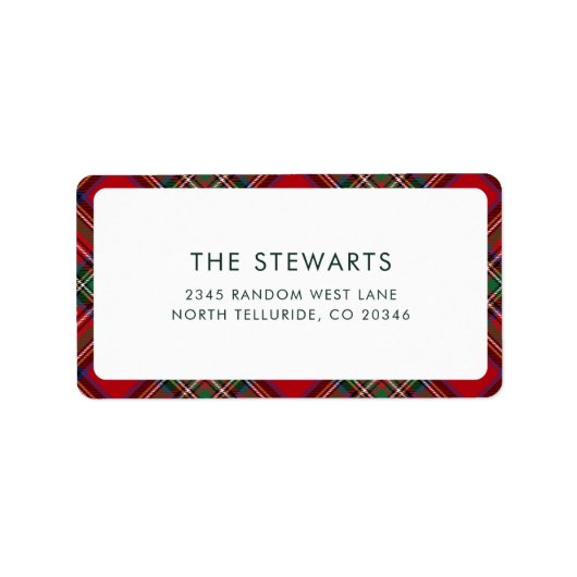 Plaid Red en Greet Stewart Tartan Adres Etiket (Voorkant)