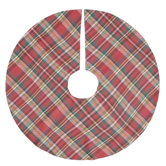 Plaid Red Rustic Christmas Kerstboom Rok (Voorkant)