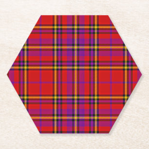 Plaid Red Tartan Swahili Geruit Patroon-54813 Kartonnen Onderzetters
