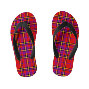 Plaid Red Tartan Swahili Geruit Patroon-54813 Kinder Teenslippers