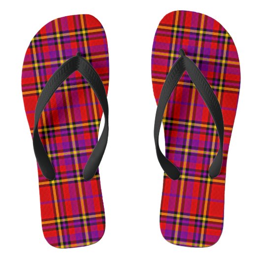 Plaid Red Tartan Swahili Geruit Patroon-54813 Teenslippers (Voetbed)