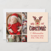 Plaid Reindeer Baby First Christmas 5 Photo  Feestdagenkaart (Voorkant)