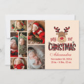 Plaid Reindeer Baby First Christmas 6 Photo  Feestdagenkaart (Voorkant)