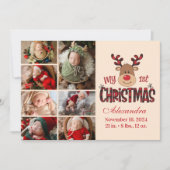 Plaid Reindeer Baby First Christmas 7 Photo Feestdagenkaart (Voorkant)