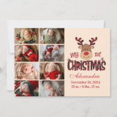 Plaid Reindeer Baby First Christmas 8 Photo Feestdagenkaart (Voorkant)