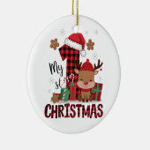 Plaid Reindeer “My 1st Christmas”  Keramisch Ornament (Rechts)
