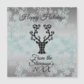 Plaid Reindeer Snowflakes kerst Magnetic Card (Voorkant)