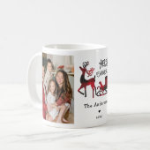 Plaid Reindeer with Sled Merry Christmas Photo Koffiemok (Voorkant links)