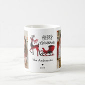 Plaid Reindeer with Sled Merry Christmas Photo Koffiemok (Center)