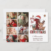 Plaid rendier 7 foto eerste kerst feestdagenkaart (Voorkant)