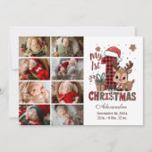 Plaid rendier 8 foto eerste kerst feestdagenkaart (Voorkant)