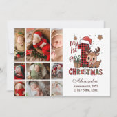 Plaid rendier 9 foto eerste kerst feestdagenkaart (Voorkant)