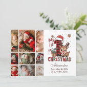 Plaid rendier 9 foto eerste kerst feestdagenkaart (Staand voorkant)