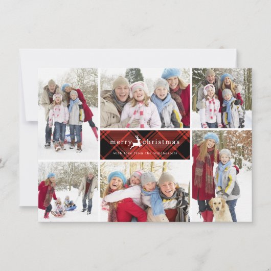 Plaid Rendier Christmas Collage Feestdagenkaart (Voorkant)
