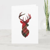 Plaid rendier Head Holiday Kaart (Voorkant)