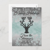 Plaid Rendier Sneeuwvlokken Kerstmis Gepersonalise Feestdagenkaart (Voorkant / Achterkant)