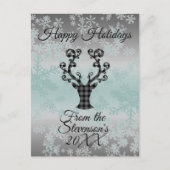 Plaid Rendier Sneeuwvlokken Kerstmis Gepersonalise Feestdagenkaart (Voorkant)