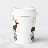 Plaid Rendieren Vrolijk kerstfeest & groen Papieren Bekers (Rechts)