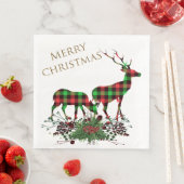 Plaid Rendieren Vrolijk kerstfeest & groen Servet (Insitu)