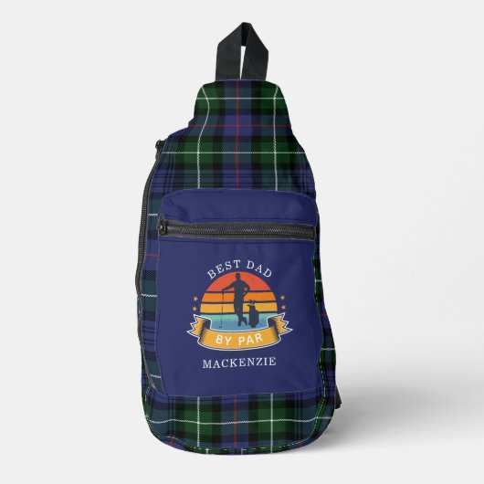 Plaid Retro Best Dad Golf Lover Tartan Sling Bag (Voorkant)