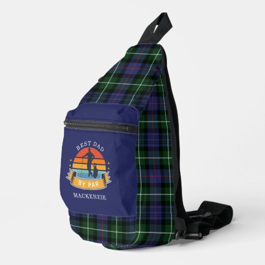 Plaid Retro Best Dad Golf Lover Tartan Sling Bag (Rechterhoek)