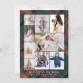 Plaid Retro Vrolijke Kerstcollage Foto Feestdagenkaart (Voorkant)