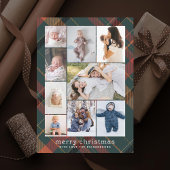 Plaid Retro Vrolijke Kerstcollage Foto Feestdagenkaart