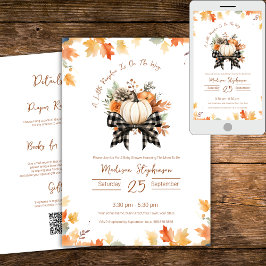 Plaid Ribbon Little Pumpkin op de weg QR-code Kaart