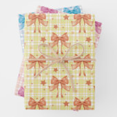 Plaid Ribbons en Sterren Inpakpapier Vel (In situ)