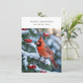 Plaid Rode Kardinaal Vrolijk Kerstvogel Foto Holi Feestdagenkaart (Staand voorkant)